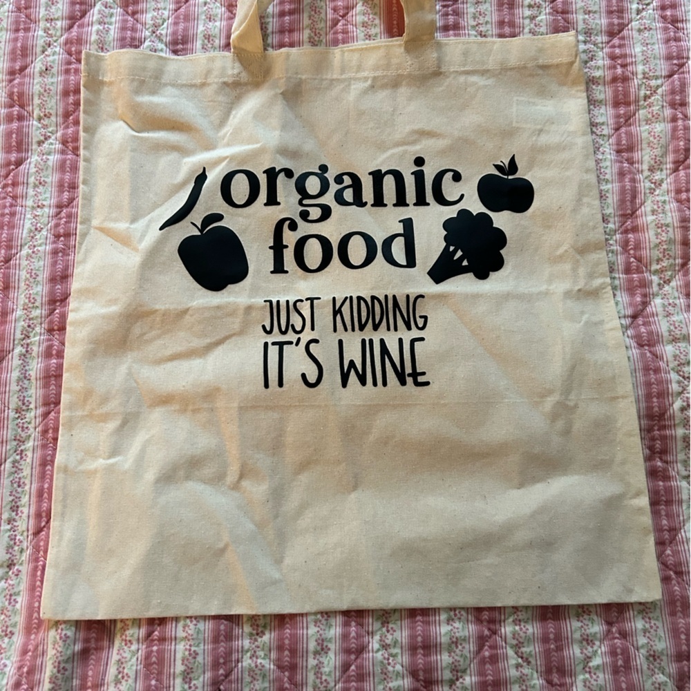 Beige Tote Bag with Fun Print- recycle- reuse- perfect gift for that one friend - Picture 5 of 5